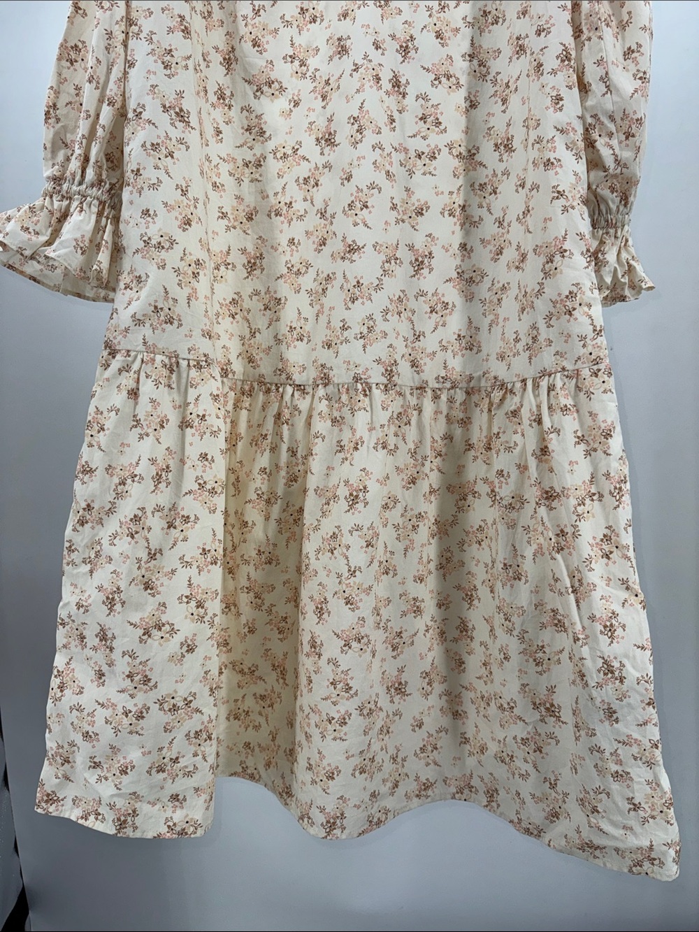 Who What Wear Cream Floral Ruffle Midi Dress cottage coquette M neutral boho - Picture 6 of 12